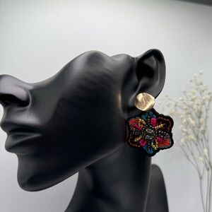 Floral Embroidered Earrings